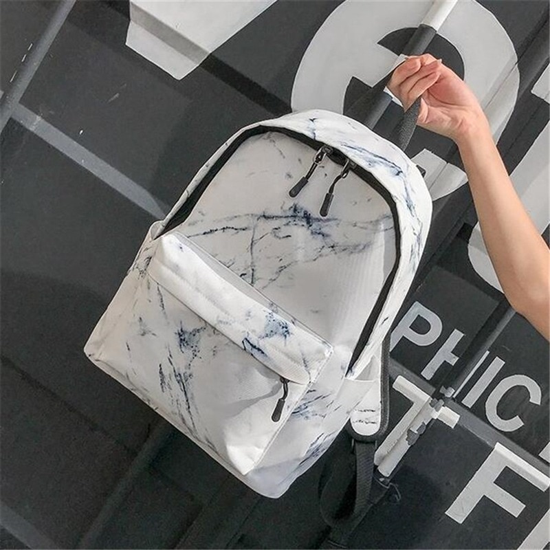 Women Teenager Backpack Boys Girls Marble Stone Print Backpack Rucksack Canvas Shoulder Bag School Backpack Mochila Feminina