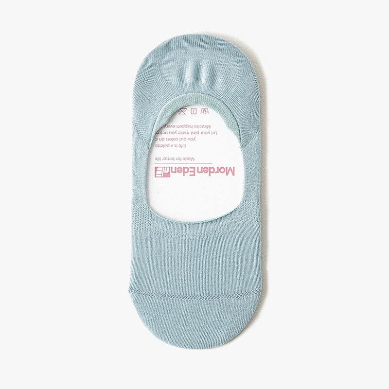 Calcetines invisibles antideslizantes para mujer, calcetín de silicona de corte ultrabajo, Fondo de algodón fino, de verano, 1 par: Lake blue