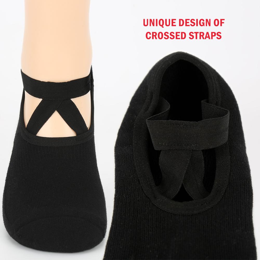 Yuedge 3 paar dames yogasokken met antislip handvatten en bandjes, ideaal voor pilates, barre, ballet, dans, blotevoeten workout yogasokken