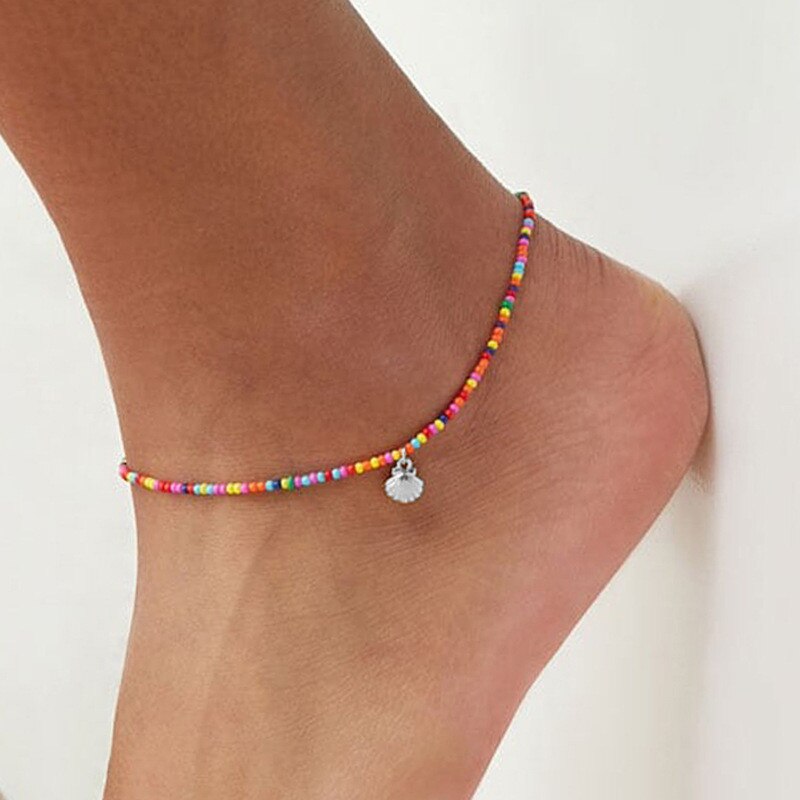 Boho Ocean Beach Scallop Shell Starfish Anklets for Women Vintage Multi Layers Ankle Bracelet Foot Leg Bracelet Summer Jewelry: TS1906210425