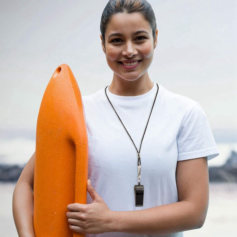 Top100 Pcs Black Lanyard Plastic Whistles Coaches Referees Fans Cheer Student Whistles Emergency Survival Whistles Bulk