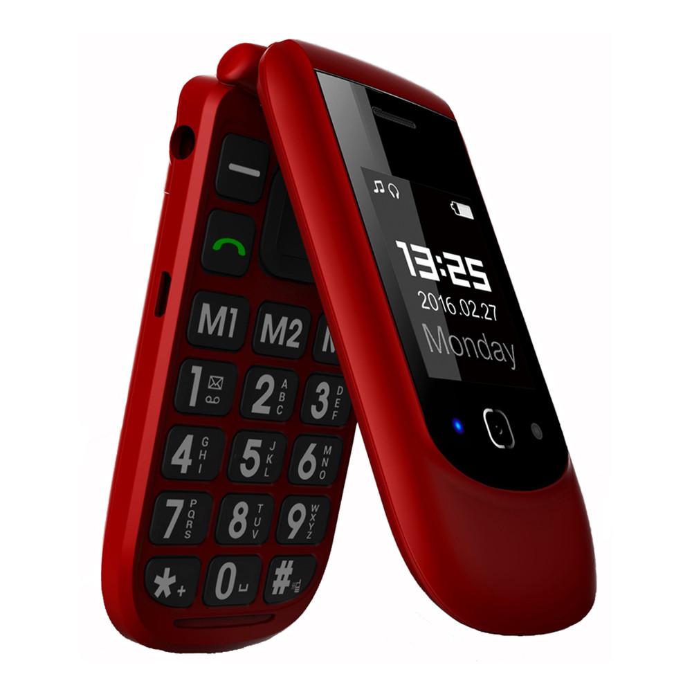 Yingtai T09 Flip Telefoon Gsm 2G Functie Telefoon Grote Drukknop Dual Screen Clamshell Oudere Telefoon Sos Mobiele telefoons Fm MP3