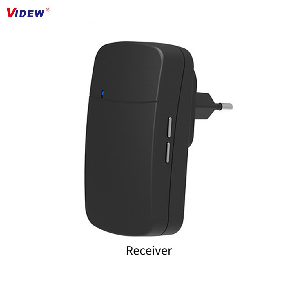 VIDEW Wireless Doorbell No Battery Required Doorbell with Chime IP68 Waterproof Self-Powered Door Bell Home Cordless Timbre Call: Receiver Only-Black / UK plug