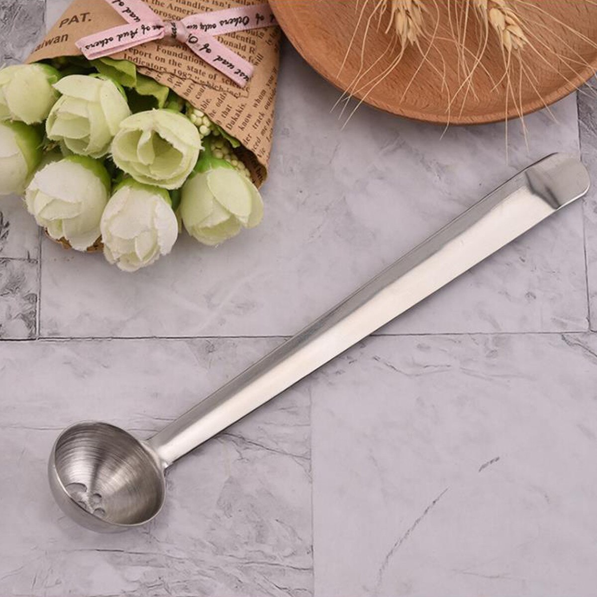 Stainless Steel Olive Spoon With Drain Hole Jam Slotted Spoon Jar Serving Tools