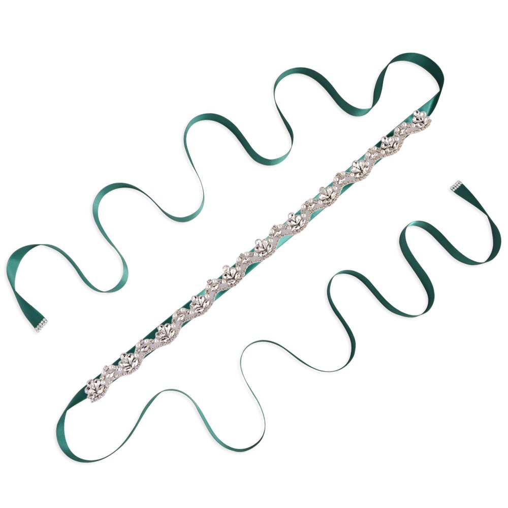 Perle brudekjole bælte juvel brude bælte rhinsten bryllup sash diamant brude tilbehør plus size rhinsten bælte scs 421: Grøn
