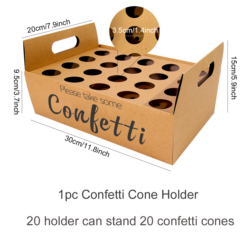 Wedding Confetti Cones Holder For Wedding Decoration Kraft Cone Stand Box Tray Wedding Mariage Deco Natural Wedding Paper Cones