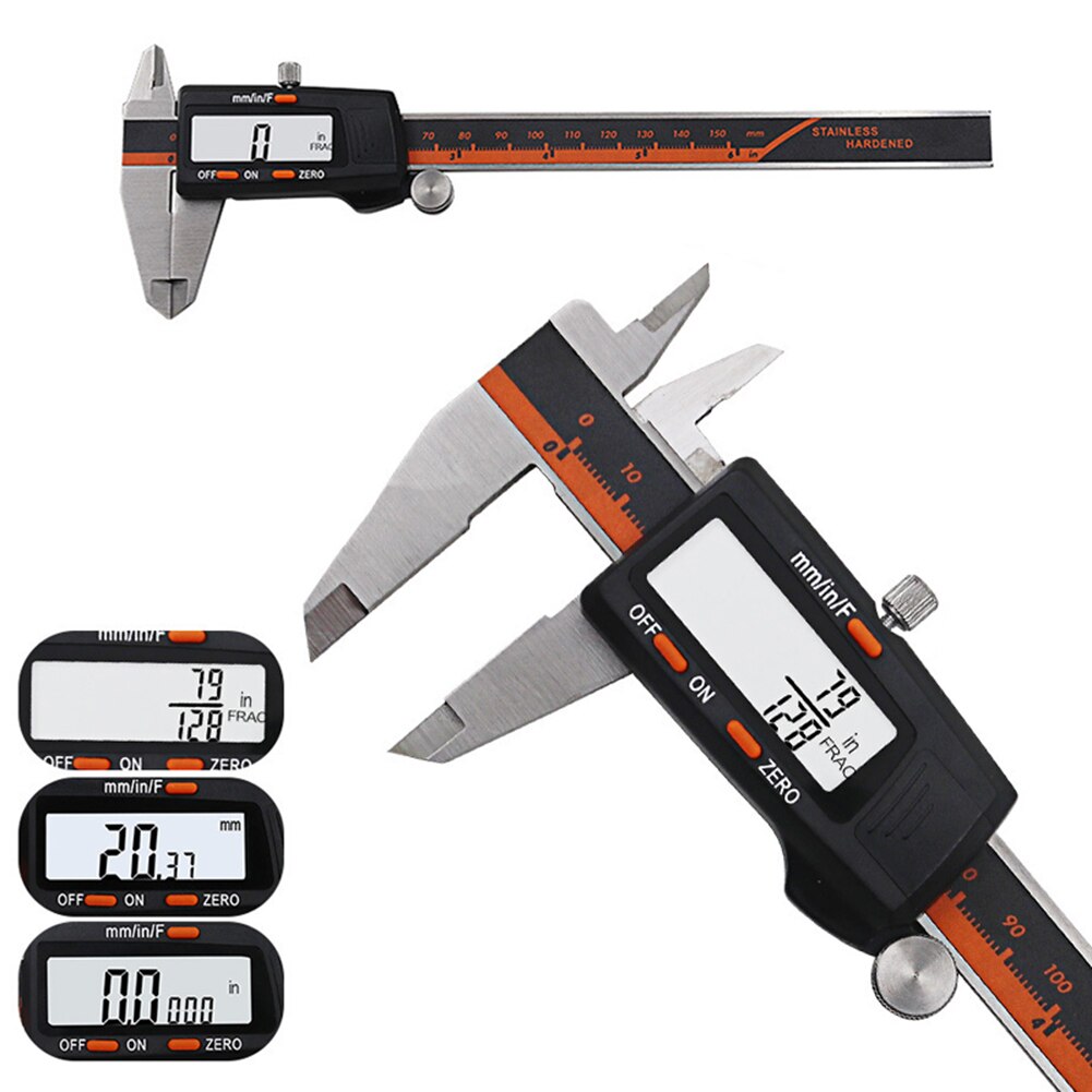 Digital Display Caliper 0-150mm Fraction MM Inch High Precision Depth Measuring Tool Ruler Accuracy Gauge Vernier Caliper