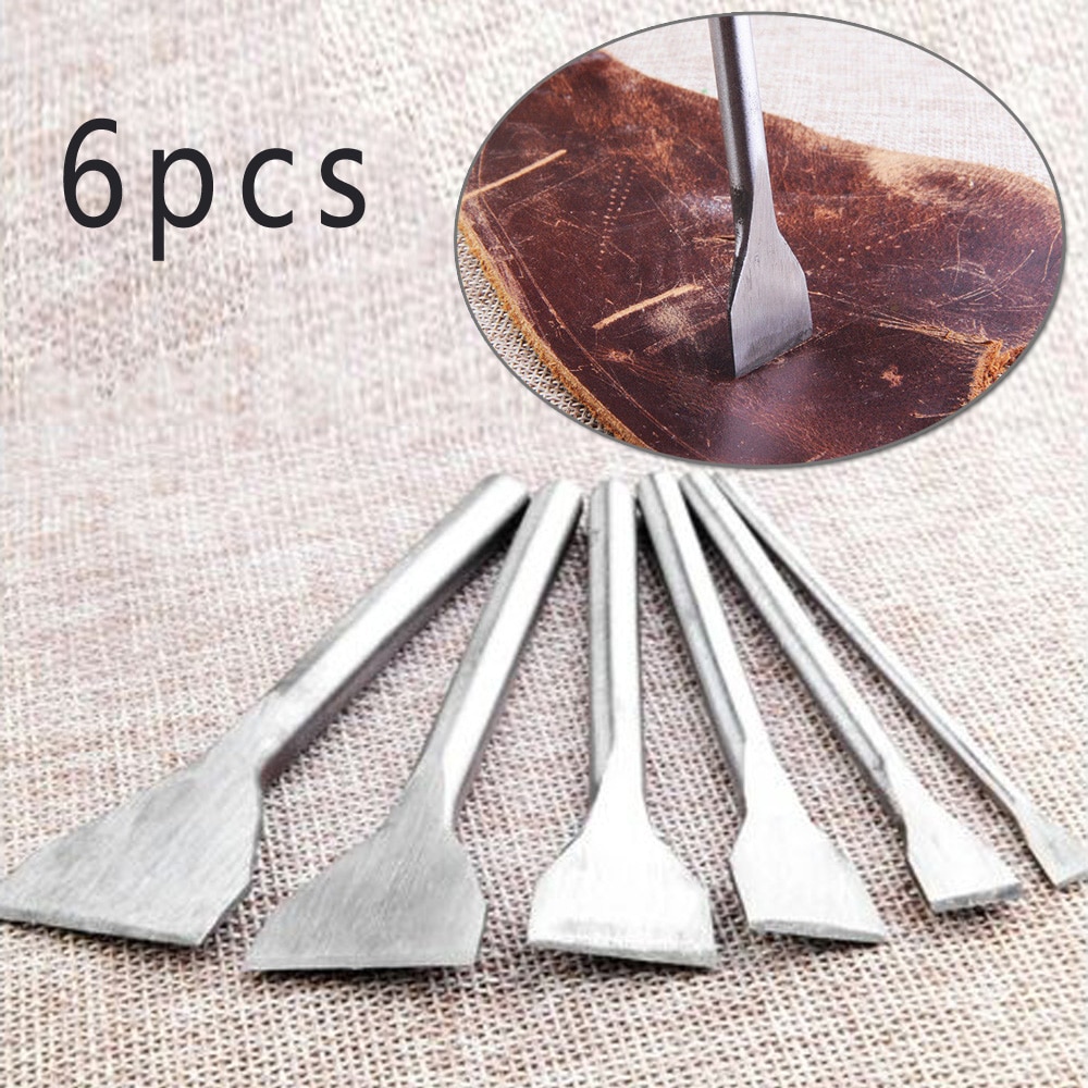 Herramienta de artesanía de cuero de 6 uds., punzón recto de acero DIY, accesorios de trabajo manual de artesanía, correa de cuero, correa de reloj, herramienta de costura