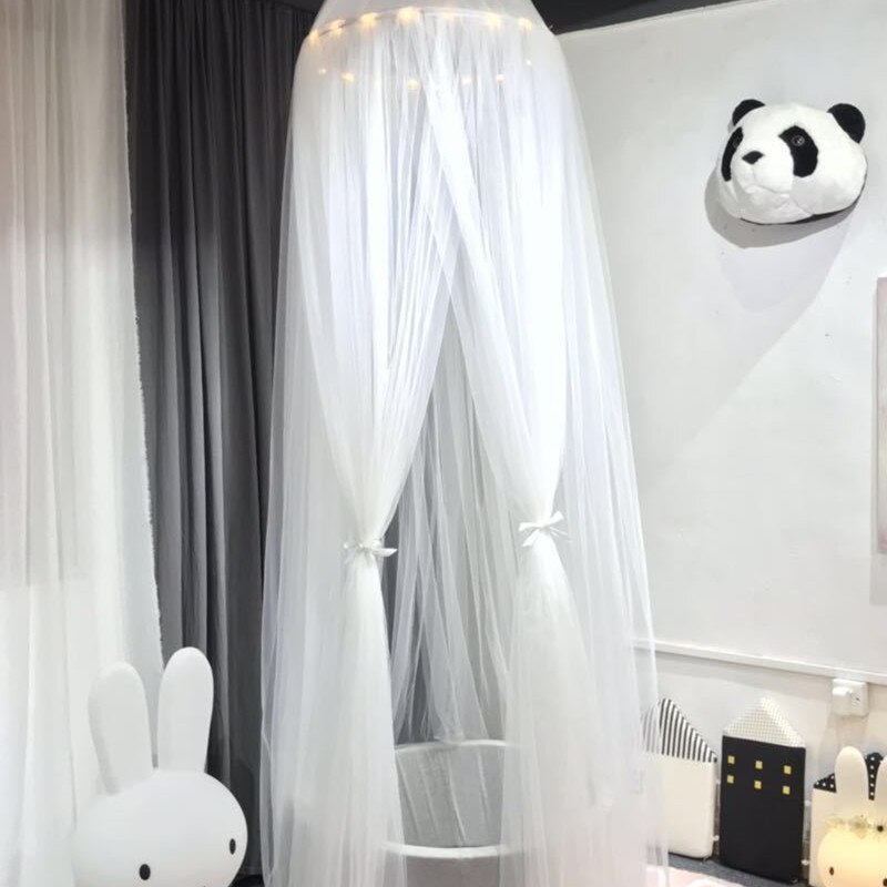 15 kleuren baby klamboe luifel kinderkamer decoratie koepel klamboe hemelbed gordijn voor kind babybed luifel roze blauw: Lieve wit