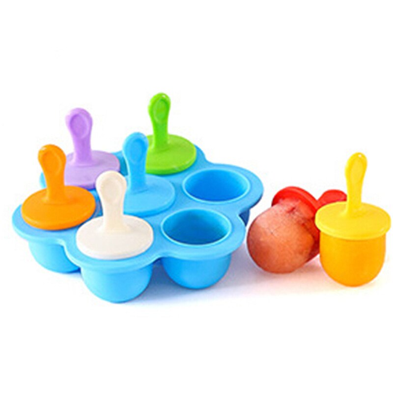 Ice pop maker silikon popsicle form set med bricka och droppskydd - assorterad förpackning  of 7: Blå