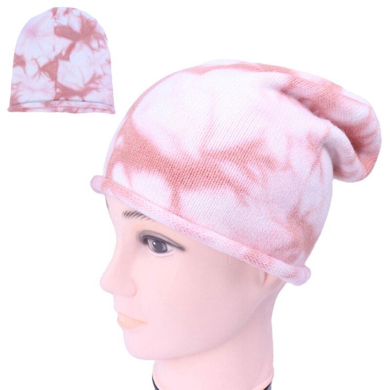 Unisex Hip Hop Elastische Gebreide Slouchy Beanie Hoed Gradiënt Tie-Dye Skull Cap