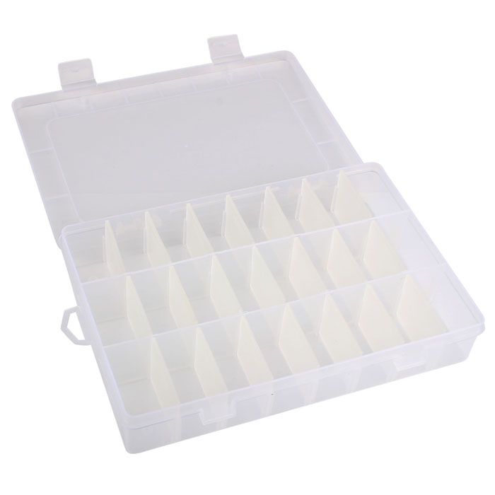 Adjustable 24 Compartment Plastic Storage Box Jewelry Earring Case organizer Accessories Jewelry Storage #T1P: Clear 