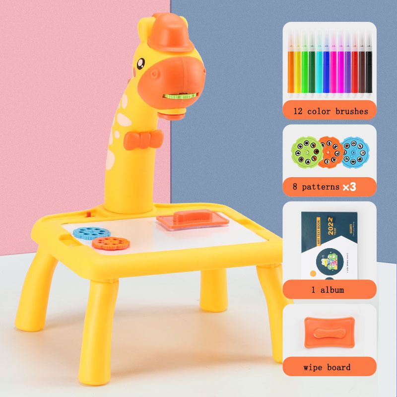 Proyector Led para niños, mesa de dibujo de arte, tablero de pintura para niños, manualidades de escritorio, herramientas de pintura de aprendizaje educativo, juguete para: Small--Yellow GRF