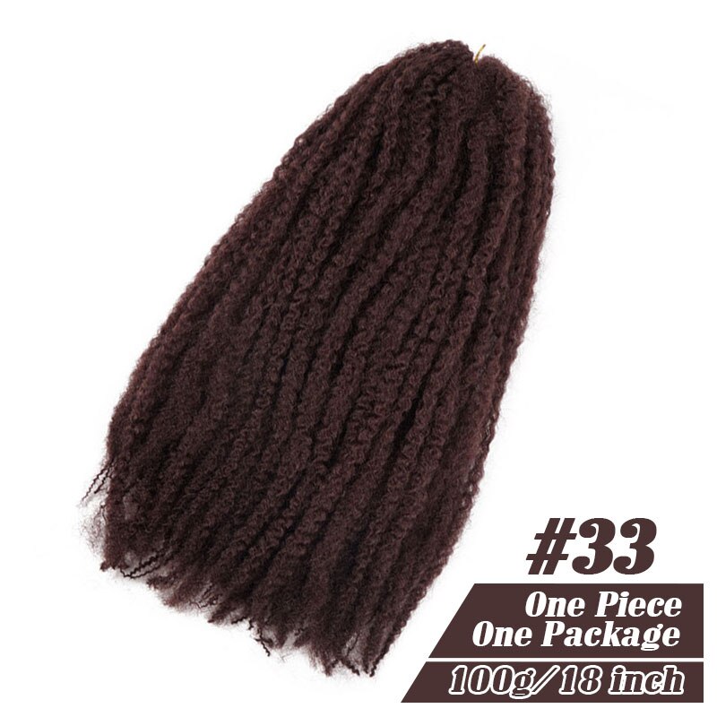 18 Inch Marley Braids Twist Crochet Braiding Hair Burgundy Synthetic Afro Kinky Curly Marley Braids Hair Extensions: 33