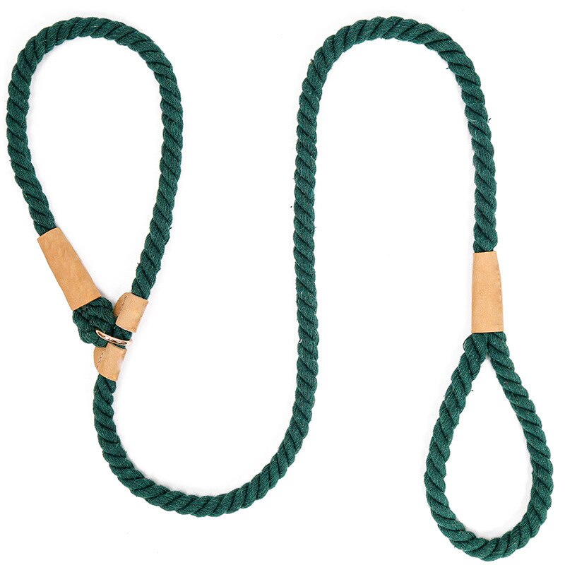 Good Custom Dog Cotton Rope Leash Pet Slip Rope Lead Soft Rope Dog Training Lead: Green