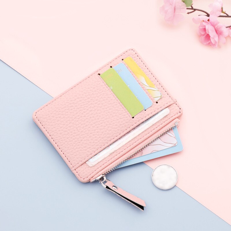 1Pcs Mannen/Vrouwen Mini Id-kaart Houders Business Credit Card Houder Pu Leather Slim Bankkaart Case Organizer portemonnee Rits Unisex