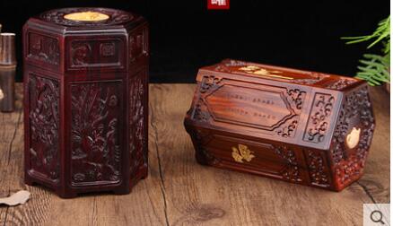 Thee blikken houten deksel houten mahonie handgemaakt antiek pruim orchidee bamboe massief hout chinees klassiek retro 100 g