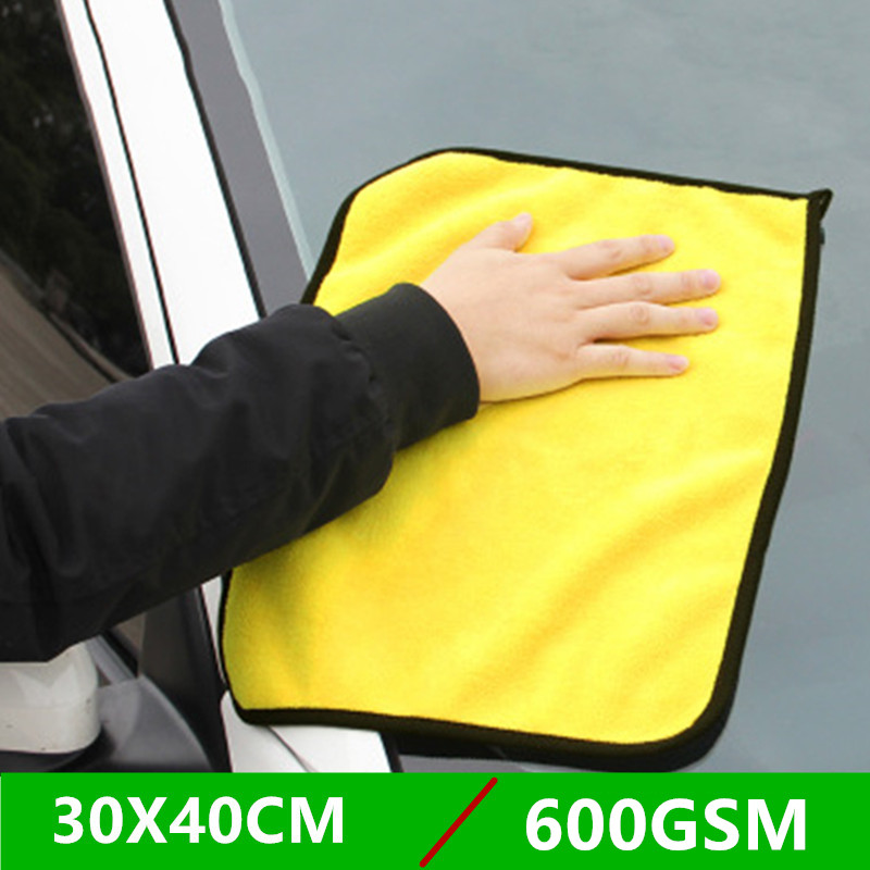 Tyk 600 gsm 30 x 30/40/60cm bilvask håndklæde mikrofiber bil tørring rengøringsklud bilpleje bilvask polering af håndklæder tilbehør: 30 x 40cm