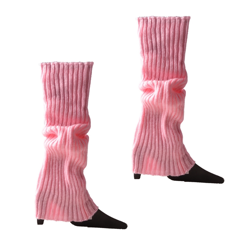 Women Vintage 80s Ribbed Knitted Leg Warmers Fluorescent Color Crochet Long Boot Socks Stockings for Party Dance Yoga: PK