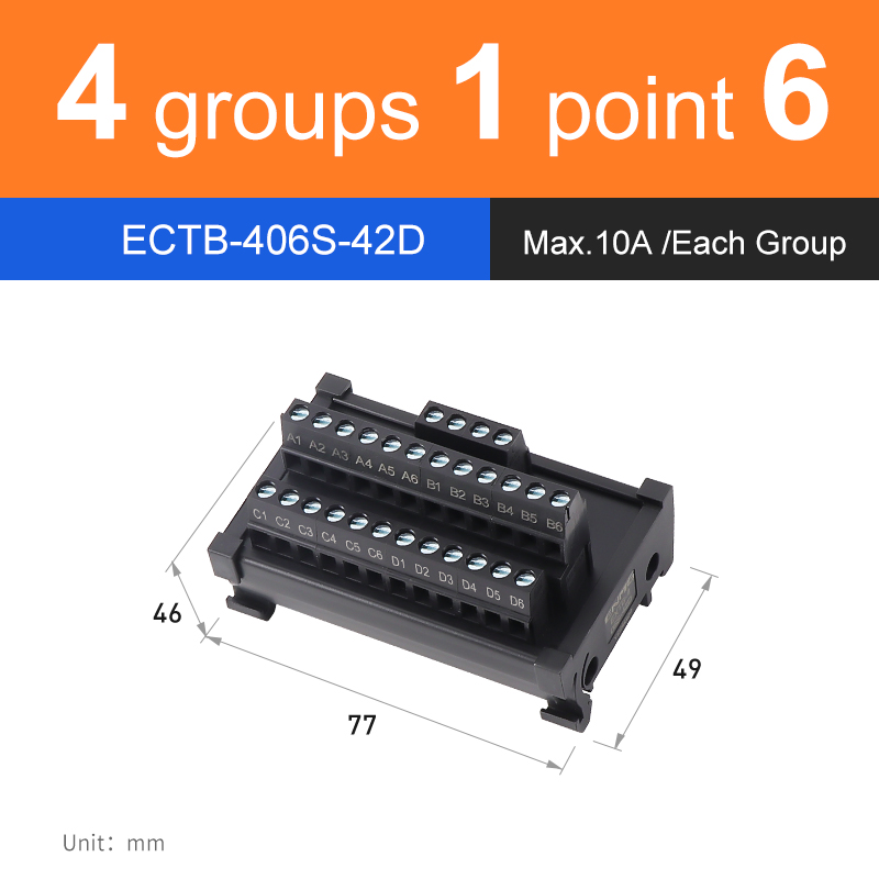 ENMG Screw terminal Save Wiring Split Terminal Block ECTB 10A Power Splitter PLC Terminal Block One to One One One to One 10~64: Orange