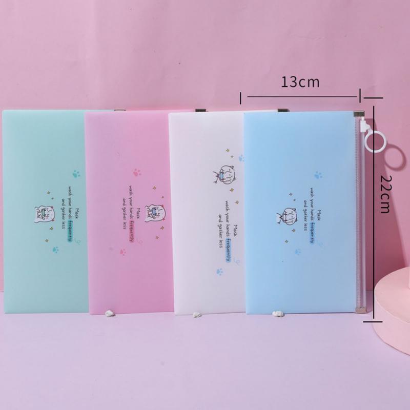 Estuche Portátil con Dibujos Animados para Almacenamiento de Artículos, Bolsa Impermeable, Antipolvo, con Cremallera, con Estampado Translúcidos para Guardar Mascarillas y Lápices,: Random Color C