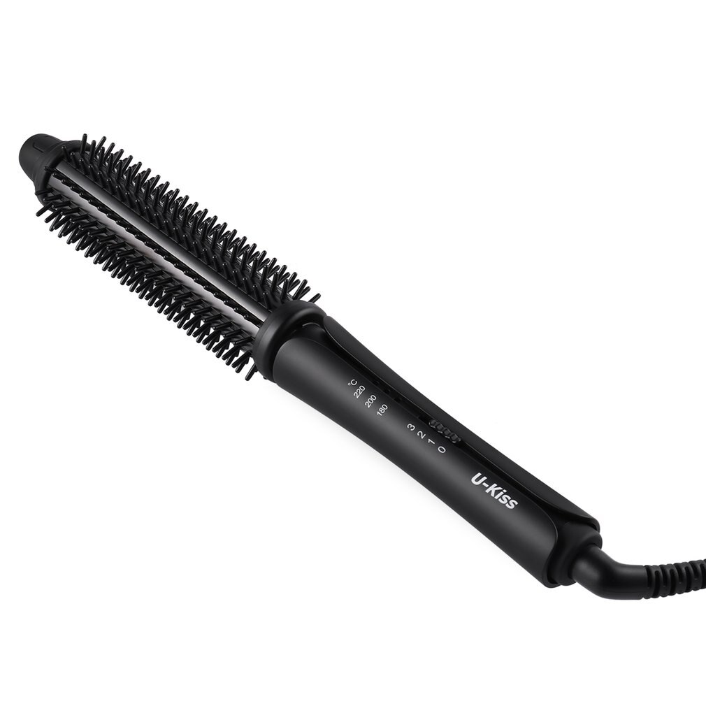 U-kiss brosse Interchangeable et pince Super dur titane enduit plaque chauffante double tension 3 en 1 ionique Styler cheveux bigoudi