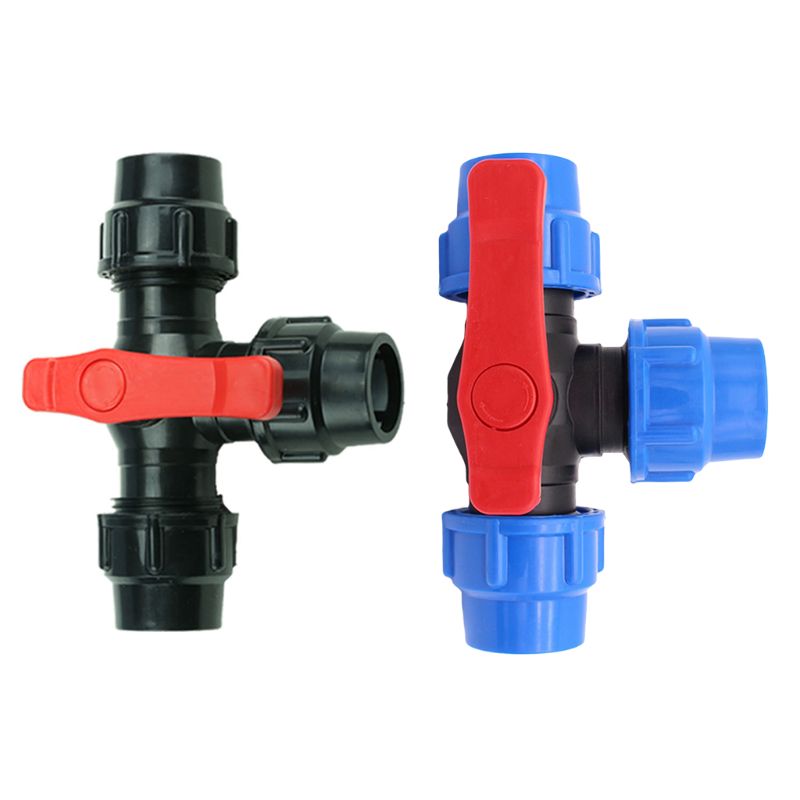 PE three-way quick connect valve plastic valve T-type valve inner diameter 20/25/32mm quick connect plastic three-way valve