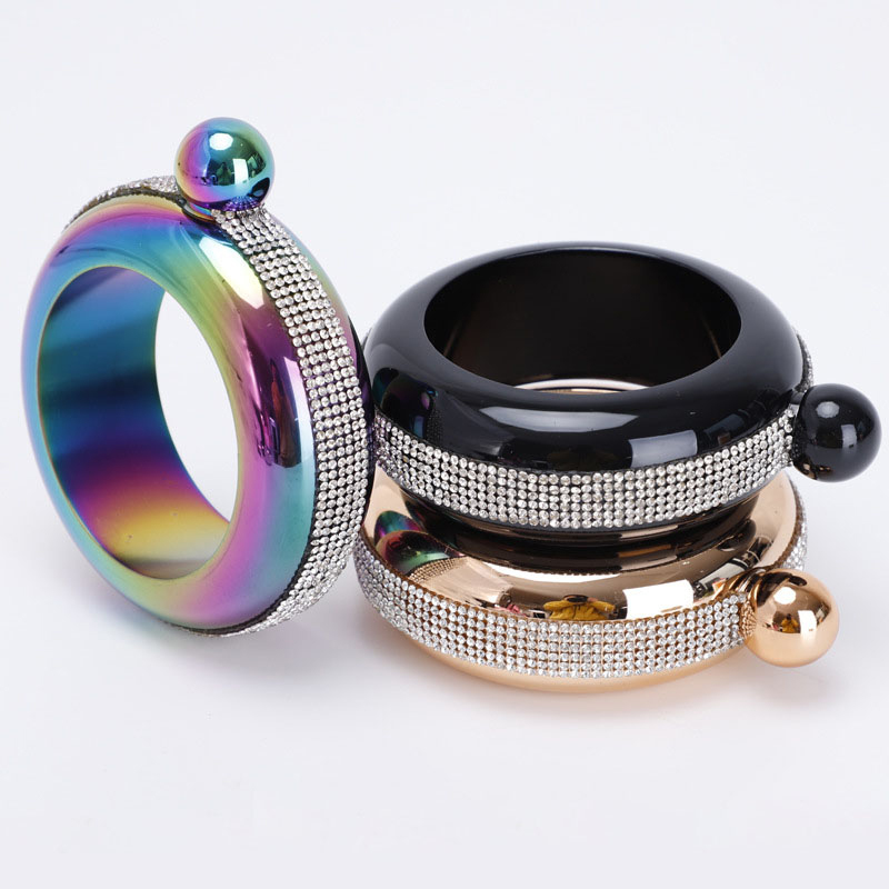 Wine Bottle Bangle Hip Flask Round Chic Hip Flask Bracelet Shape Water Bottle 3.5 Oz Drinkware For Whiskey Vodka