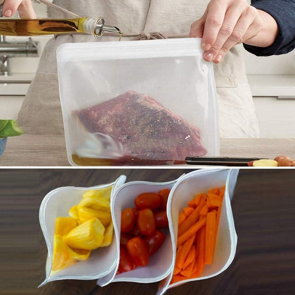 Silicone Food Storage Containers Leakproof Containers Reusable Stand Up Zip Shut Bag Cup Fresh Bag Food Storage Bag