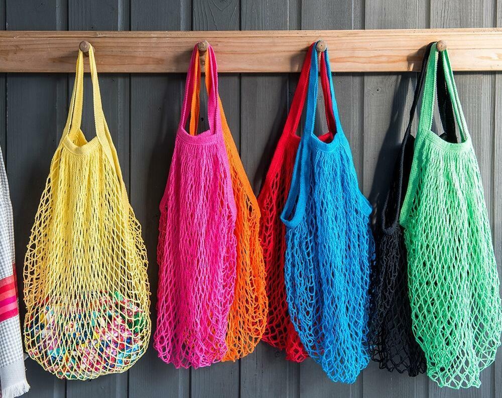 Netting handlepose gjenbrukbar streng frukt oppbevaring håndveske totes kvinner shopping mesh nett vevd veske butikk dagligvare tote bag