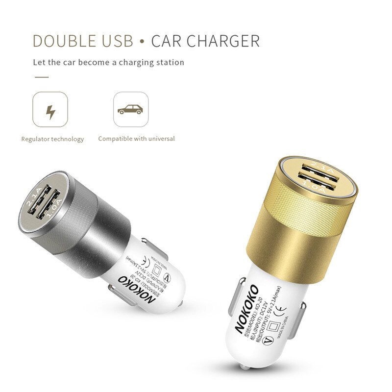 Usb Car Charger 12V Usb Universele Autolader Adapter Aluminium Dual-Port Usb Adapter Voor Samsung Huawei Voor iphone 5S 5 6S