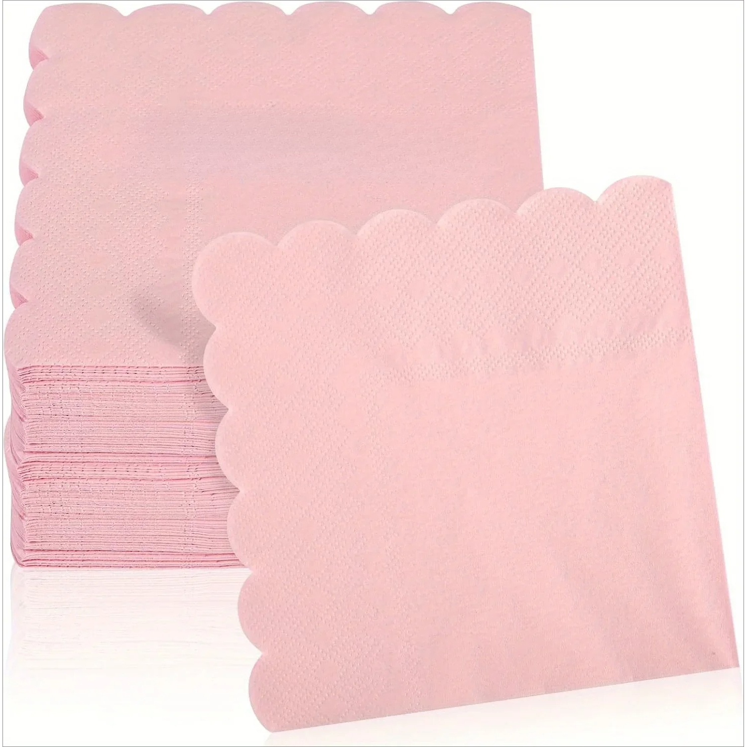 24/48/120 Uds servilletas de cóctel rosas y verdes, servilletas suaves de encaje desechables de 2 capas, servilletas gruesas de postre premium, servilletas de: S / Rosa