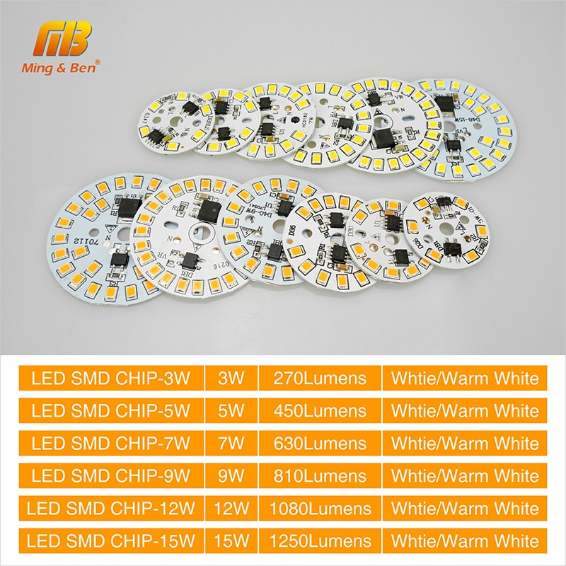 5 Pcs Led Smd Chip 3W 5W 7W 9W 12W 15W Led Lamp Licht chip AC220V Smart Ic Led Bean Voor Diy Lamp Spotlight Koud Wit Warm Wit