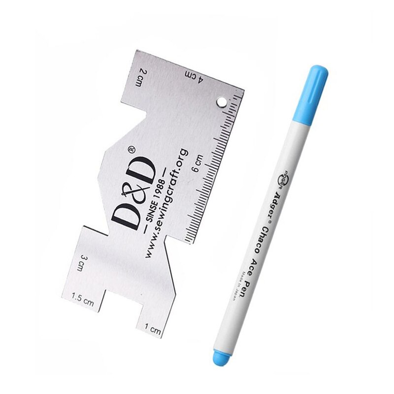Water Erasable Pen Fabric Marker Pen & Metal Sewing Measuring Gauge Patchwork Ruler DIY Tailoring Craft Sewing Tools