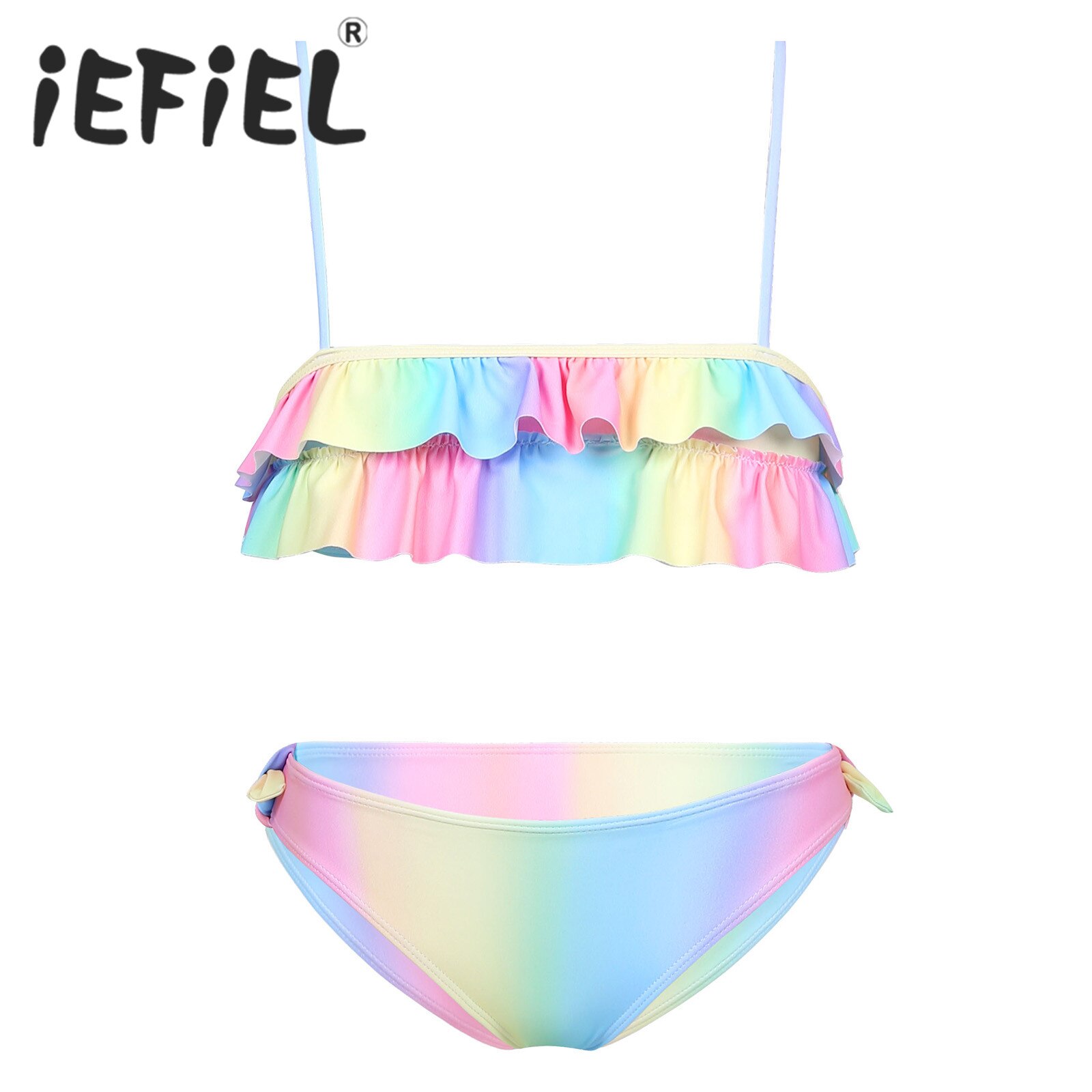 Kinderen meisjes kind bikini badpak badpak 2 stuks set spaghetti bandjes ruches schattige bikini set strandkleding zomer outfits badmode