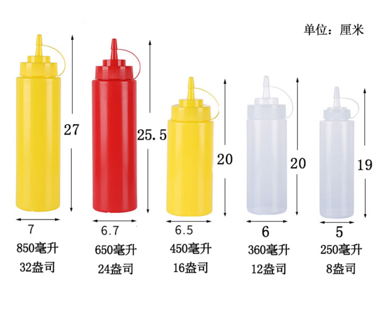 8-24oz Plastic Clear Squeeze Squeezy Sauce Bottle Mayo Dispenser Bottles