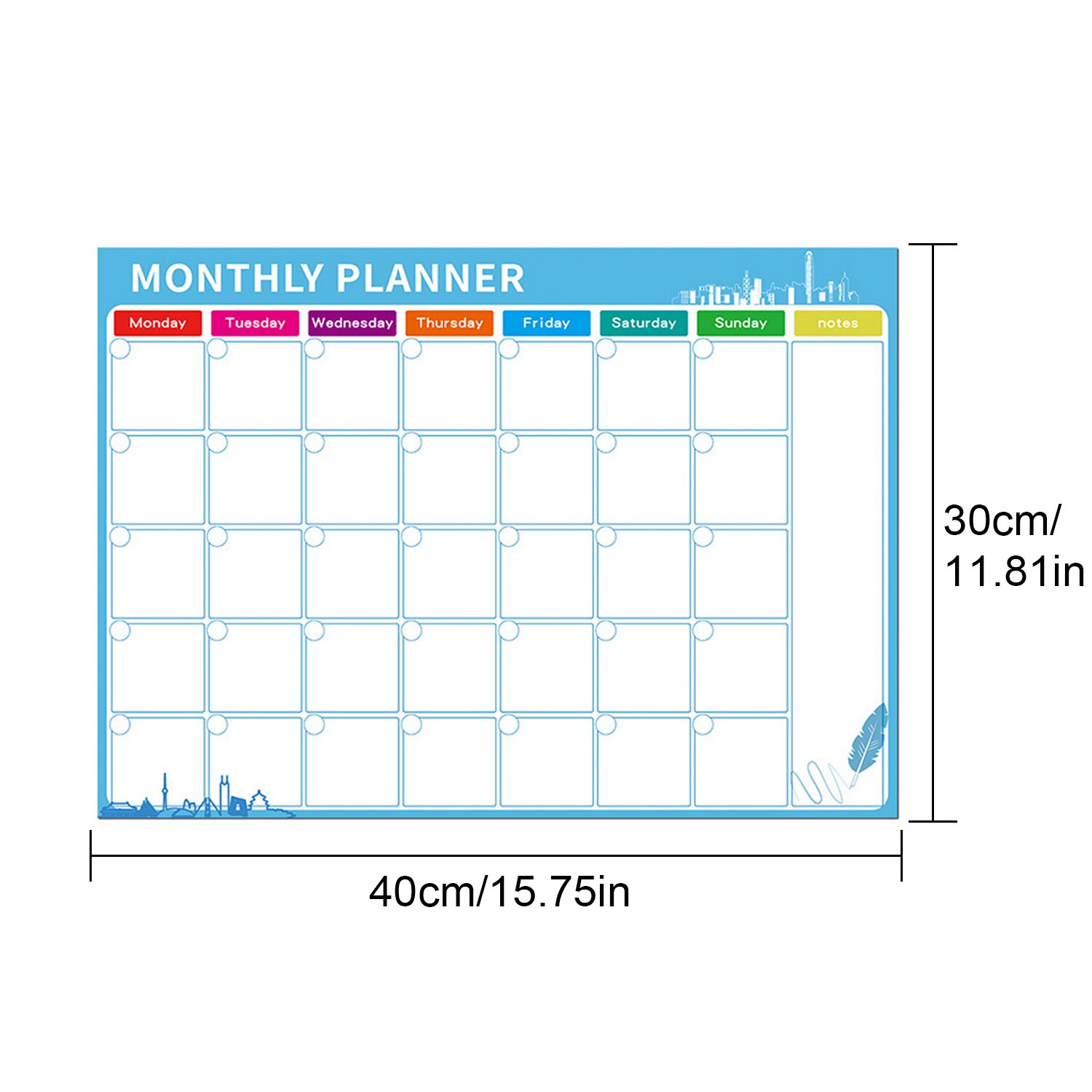 Magnetic Monthly Planner Dry Erase Calendar Board Refrigerator Magnet with 3pcs Markers for Home School Office Shops 40 x 30cm