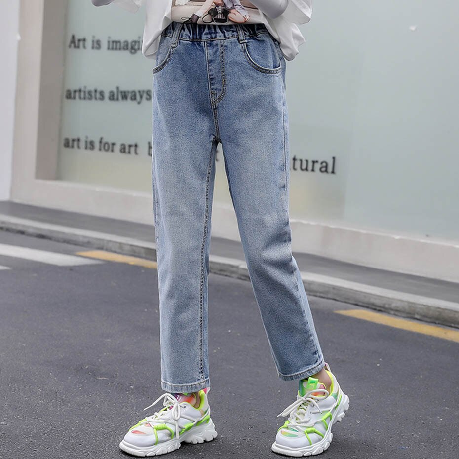 Jeans Girl Spring Autumn Straight Girl Jeans Kids Solid Color Kid Jeans Casual Style Clothes For Girls
