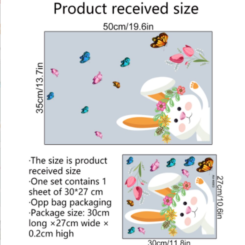 Easter window sticker Rabbit butterfly Easter window glass paste electrostatic paste window double-sided visual decorative