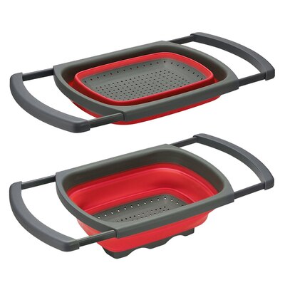 Bassin pliant multifonctionnel, panier de rangement en plastique, pratique pour gagner de l'espace, égouttoir de cuisine: 2