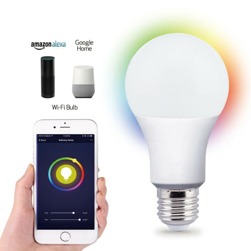 E27 wifi smart glühbirne rgb led dæmpet app steuerung für alexa google home 7w