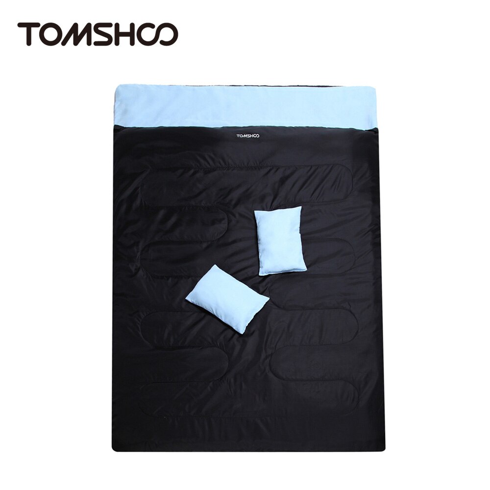 TOMSHOO-SACO DE dormir para acampar al aire libre, 2,4 KG, con dos almohadas, saco de dormir doble de compresión, equipo de Camping, turismo y senderismo