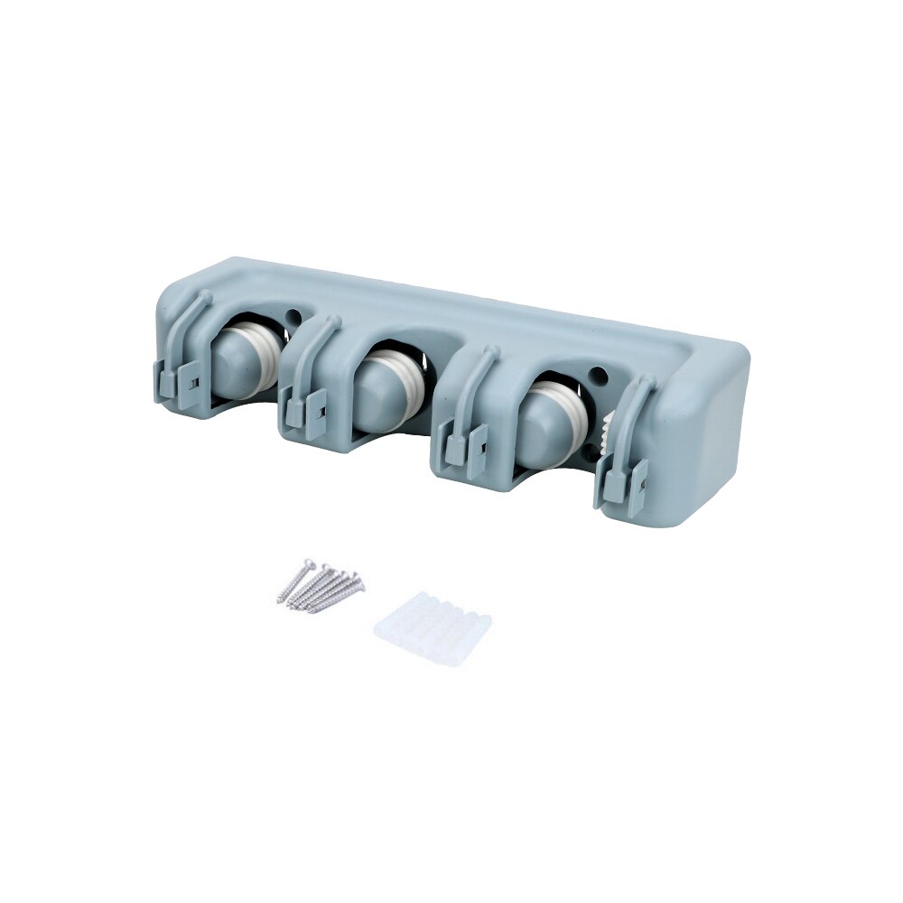 HILIFE Plastic Mop Holder Broom Hanger Wall Mounted 3/4/5 Position Brush Support Broomstick Hook Storage Rack Bathroom Organizer: 3 and 4 White