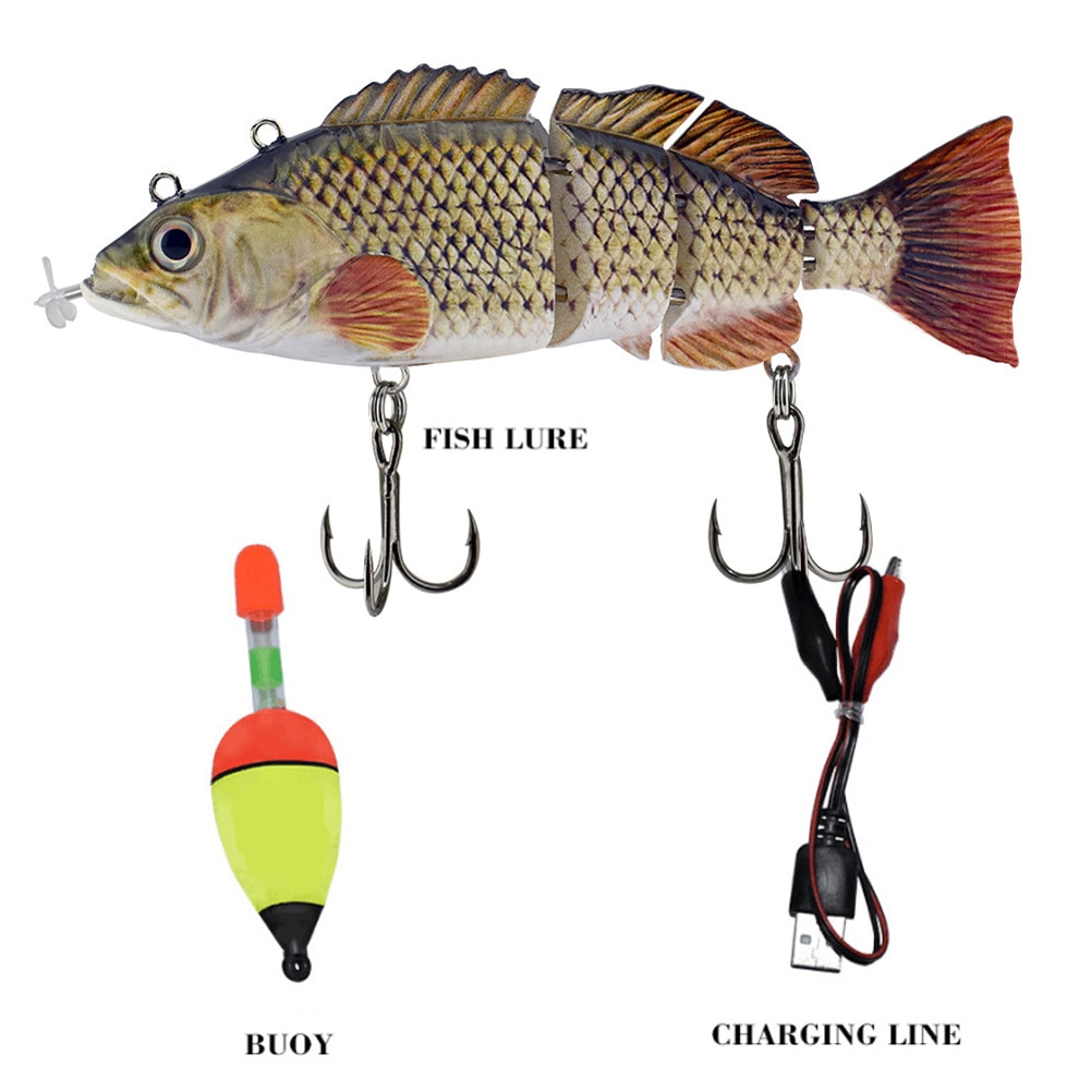 Robotic Fishing Lure Electric Wobbler Electronic Multi Jointed Bait 4 Segments Smart Auto Swimming Fishing Baits Tackle Access