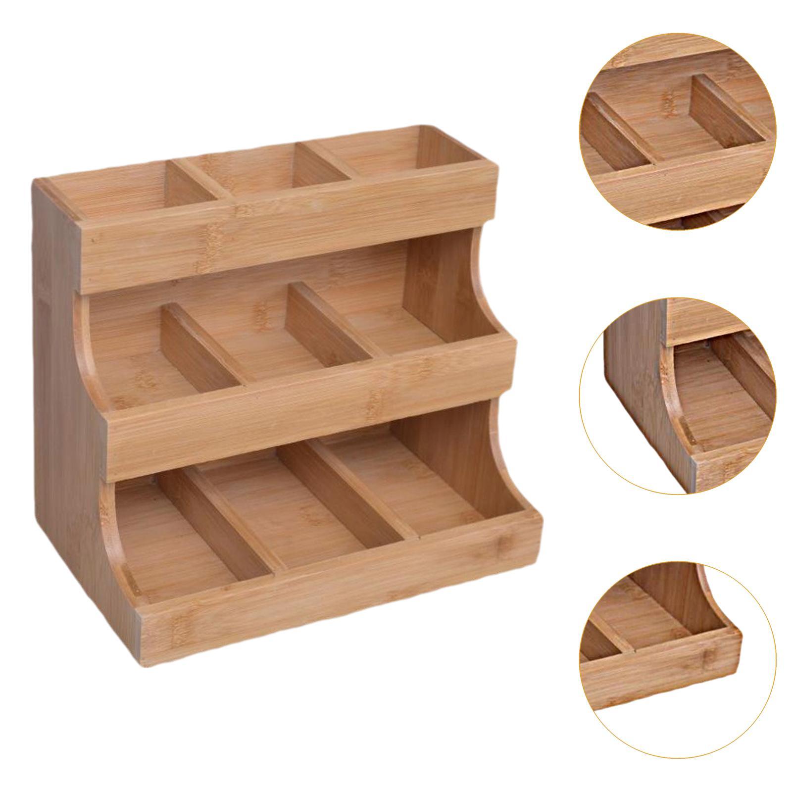 Tea Bag Organizer Vertical Display Stand Tea Rack Tea Bag Station Wood Tea Box Container for Kitchen Cabinet Dorm Pantry Office