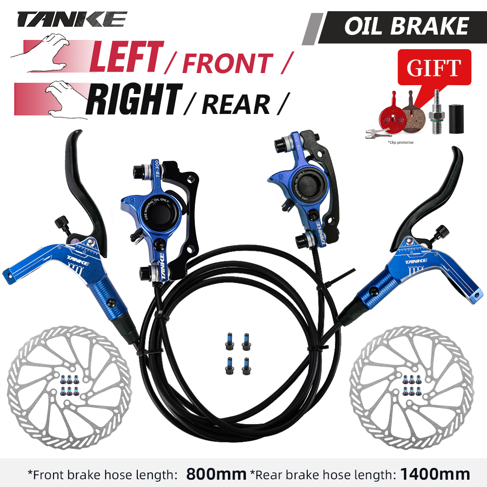 TANKE-Juego de frenos de disco hidráulicos para bicicleta de montaña, rotores de 160mm, placa de pinza de aceite, abrazadera delantera y trasera para bicicleta de montaña, mango de 22,2mm, un pilar: plum