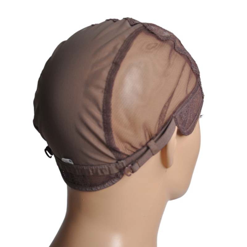 Gorro de peluca con malla de encaje suizo, malla para hacer peluca con correas ajustables, parte en U, 4x4 pulgadas