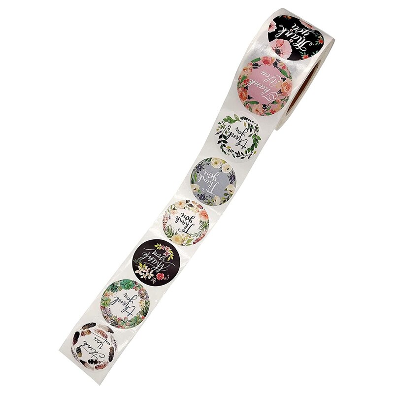 2 Roll 1.5 Inch Thank You Stickers Labels Roll 1000 Labels Thank You Stamp for Bags