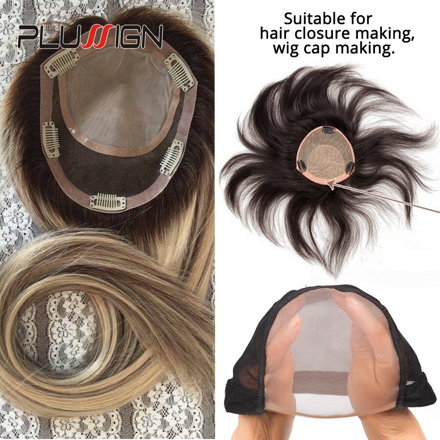 Plussign-Red con patrón de encaje suizo para hacer pelucas, tupé, cierre superior, base, accesorios para el cabello, medias de monofilamento, gorro para peluca