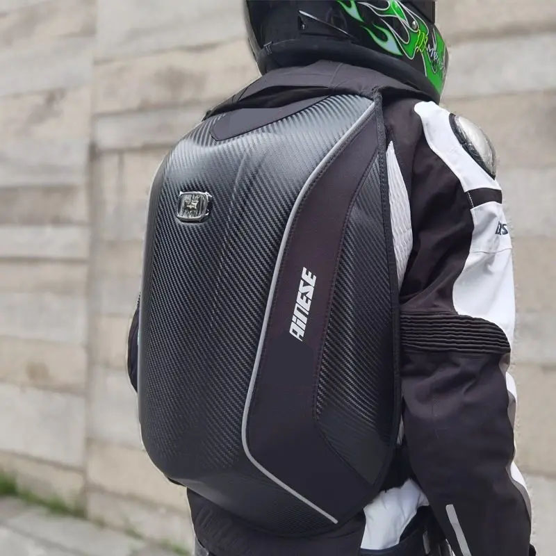 48L Expandable Waterproof Motorcycle Hard shell backpacks MX Motocross carbon fiber backpack Moto Racing bags Computer bag LOGO
